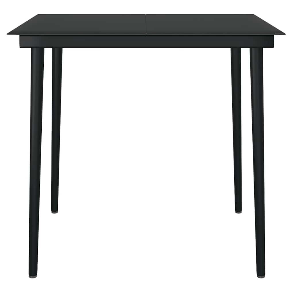 Vrtni blagovaonski set od 5 dijelova, crni, poliratan, staklo Crna Dužina stola 80 cm