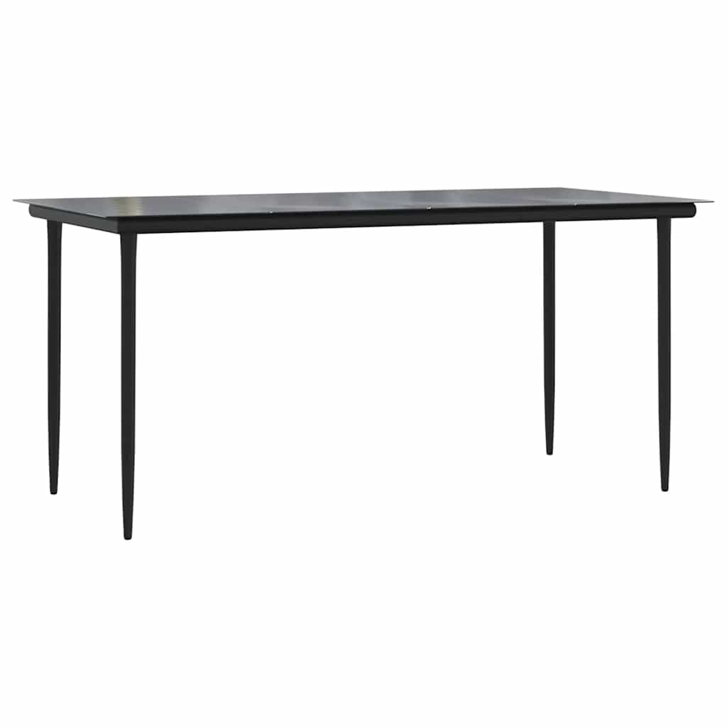 7-dijelni vrtni blagovaonski set s jastucima, crno Crna 160 x 80 x 74 cm