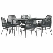 7-dijelni vrtni blagovaonski set s jastucima, crno Crna 160 x 80 x 74 cm