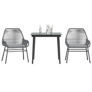 3-dijelni vrtni blagovaonski set s jastucima poliratan i staklo Siva 80 x 80 x 74 cm