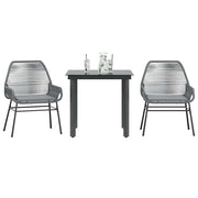 3-dijelni vrtni blagovaonski set s jastucima poliratan i staklo Siva 80 x 80 x 74 cm