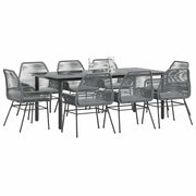 9-dijelni vrtni blagovaonski set s jastucima poliratan i staklo Siva 200 x 100 x 74 cm