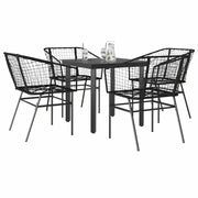 Vrtni blagovaonski set od 5 dijelova, crni, poliratan, staklo Crna 80 x 80 x 74 cm