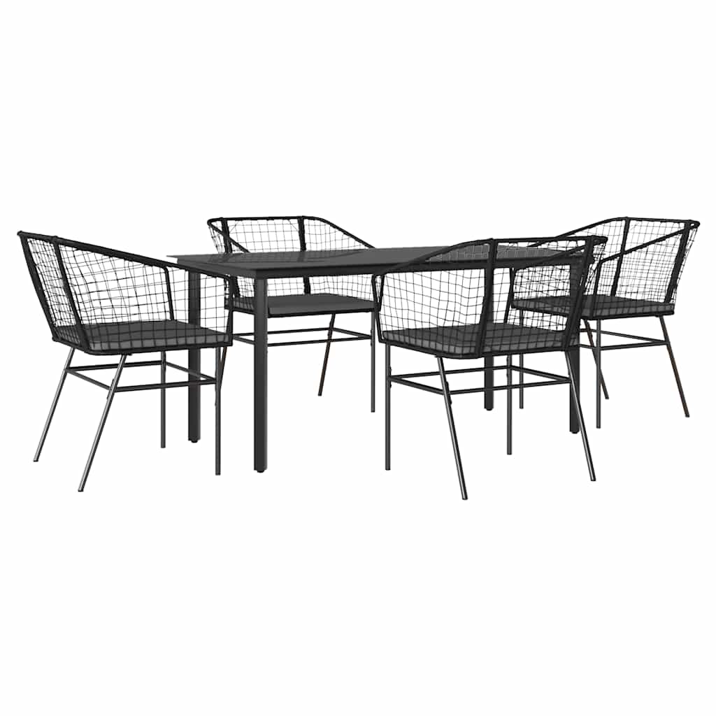 5-dijelni vrtni blagovaonski set s jastucima od crnog Crna 160 x 80 x 74 cm