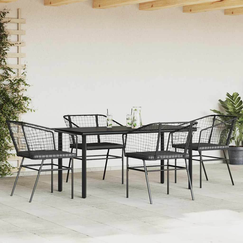 5-dijelni vrtni blagovaonski set s jastucima od crnog Crna 160 x 80 x 74 cm