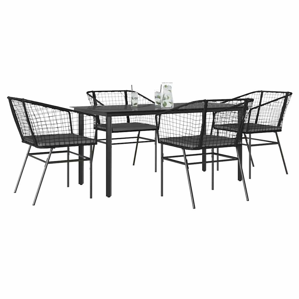 5-dijelni vrtni blagovaonski set s jastucima od crnog Crna 160 x 80 x 74 cm