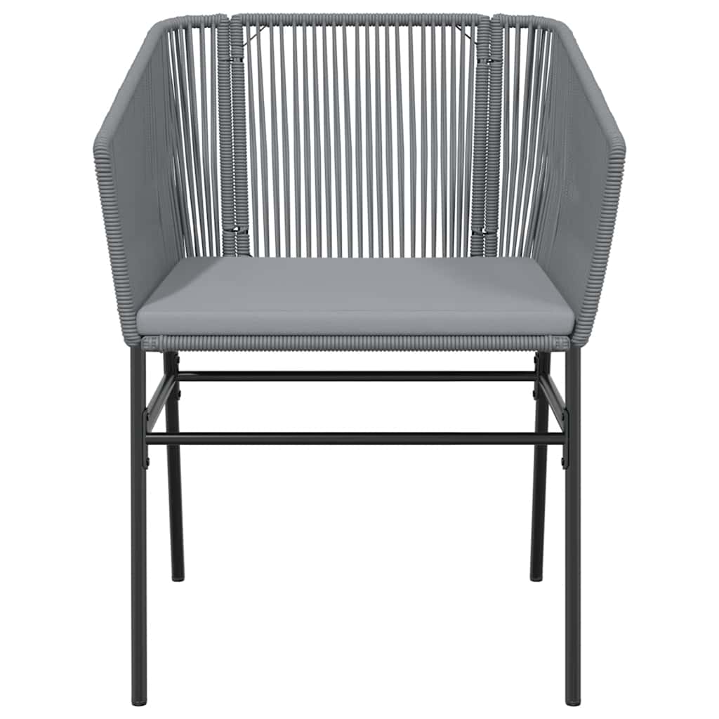 3-dijelni vrtni blagovaonski set s jastucima poliratan i staklo Siva 80 x 80 x 74 cm