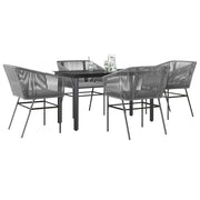 5-dijelni vrtni blagovaonski set s jastucima poliratan i staklo Siva 140 x 70 x 74 cm
