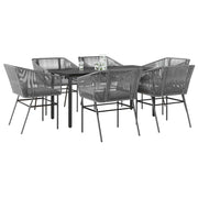 7-dijelni vrtni blagovaonski set s jastucima poliratan i staklo Siva 160 x 80 x 74 cm