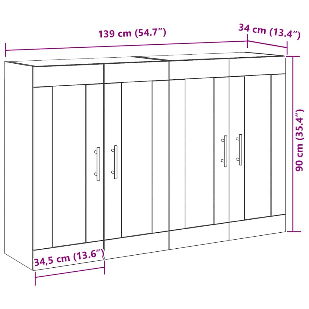 Zidni ormari 2 pcs Staro drvo 69,5 x 34 x 90 cm