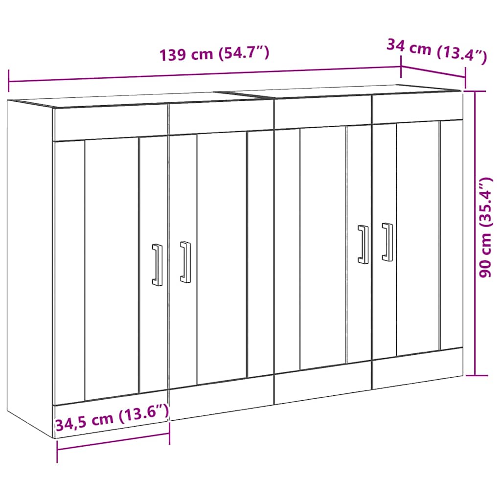 Zidni ormari 2 pcs Staro drvo 69,5 x 34 x 90 cm