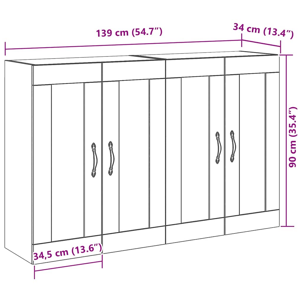Zidni ormari 2 pcs Staro drvo 69,5 x 34 x 90 cm
