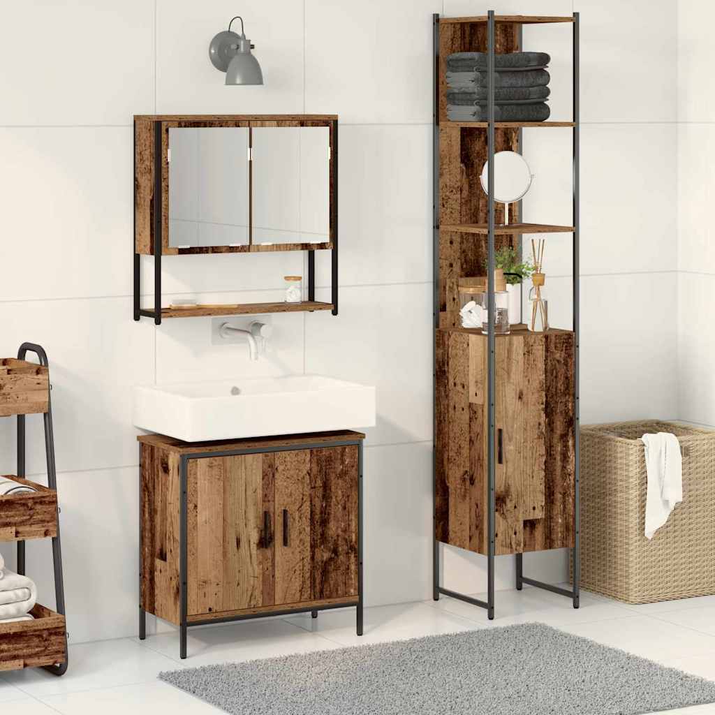Set namještaja za kupaonicu 3 kom. Smeđa Konstruirano drvo 33 x 33 x 185,5 cm