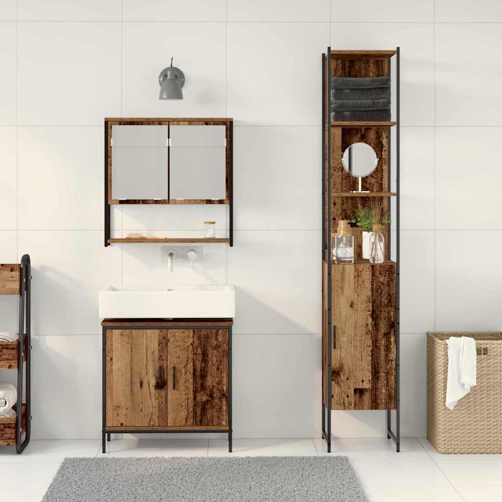 Set namještaja za kupaonicu 3 kom. Smeđa Konstruirano drvo 33 x 33 x 185,5 cm