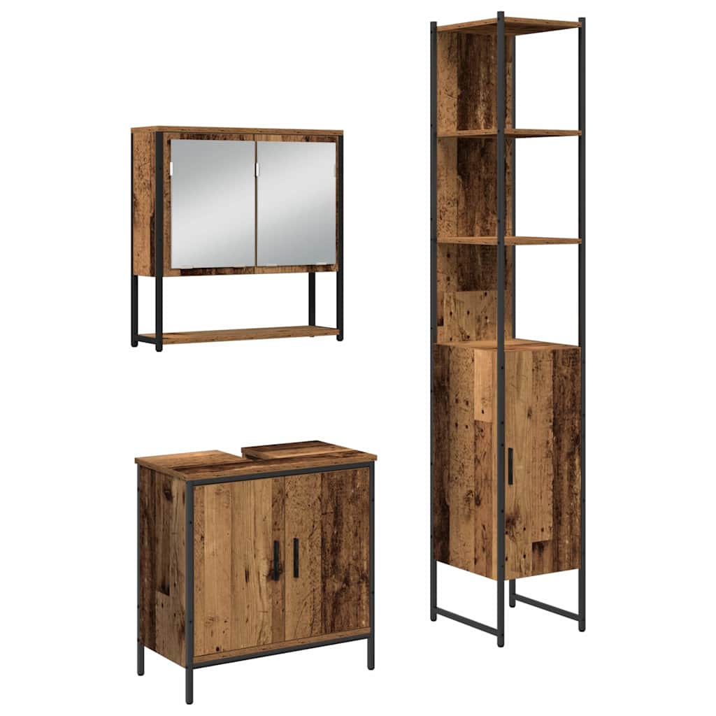 Set namještaja za kupaonicu 3 kom. Smeđa Konstruirano drvo 33 x 33 x 185,5 cm