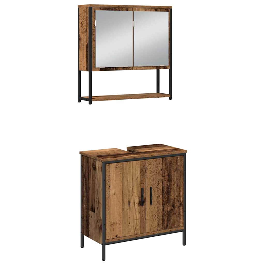 Set namještaja za kupaonicu 3 kom. Smeđa Konstruirano drvo 33 x 33 x 185,5 cm