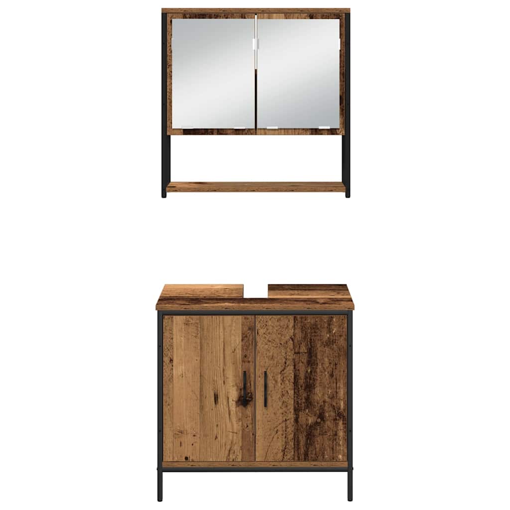 Set namještaja za kupaonicu 3 kom. Smeđa Konstruirano drvo 33 x 33 x 185,5 cm