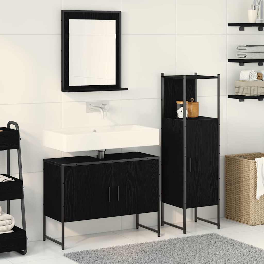 Set namještaja za kupaonicu 3 kom. Crna 33 x 33 x 113.5 cm