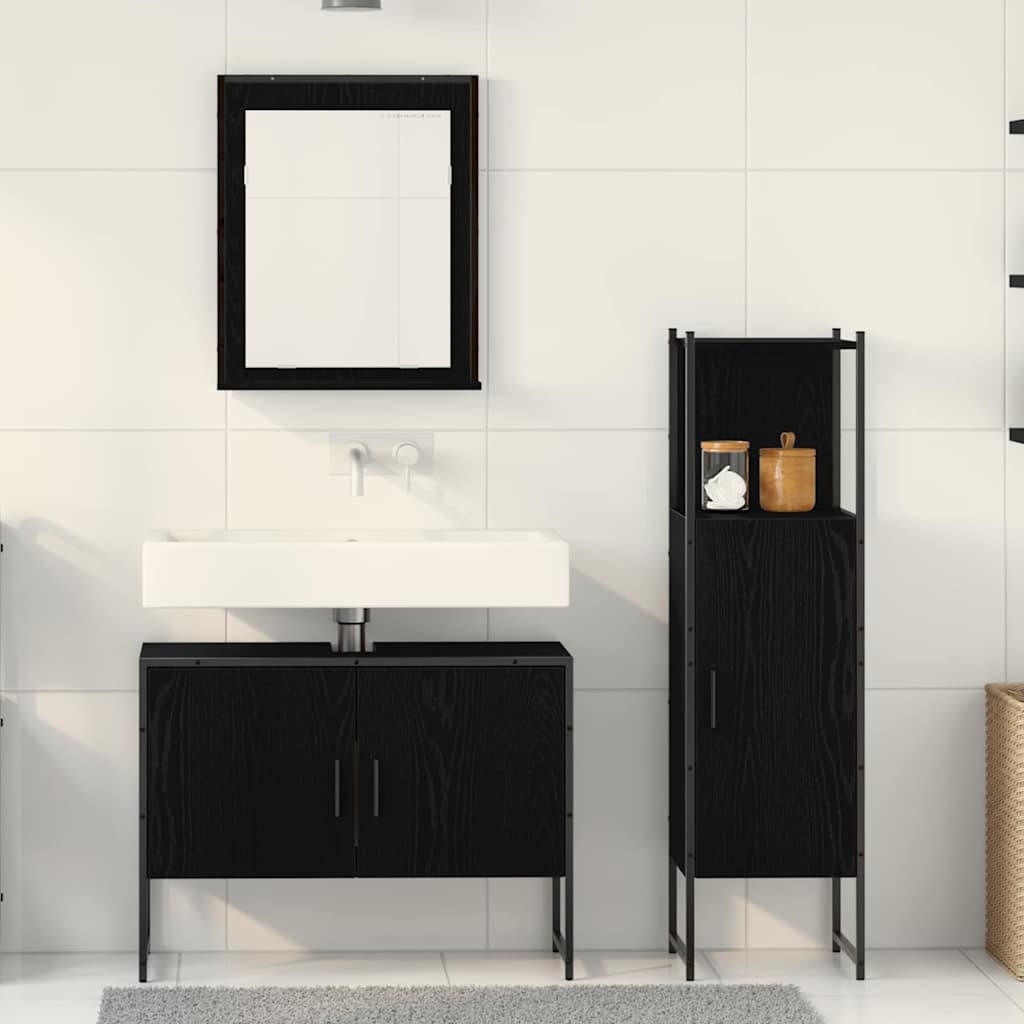 Set namještaja za kupaonicu 3 kom. Crna 33 x 33 x 113.5 cm