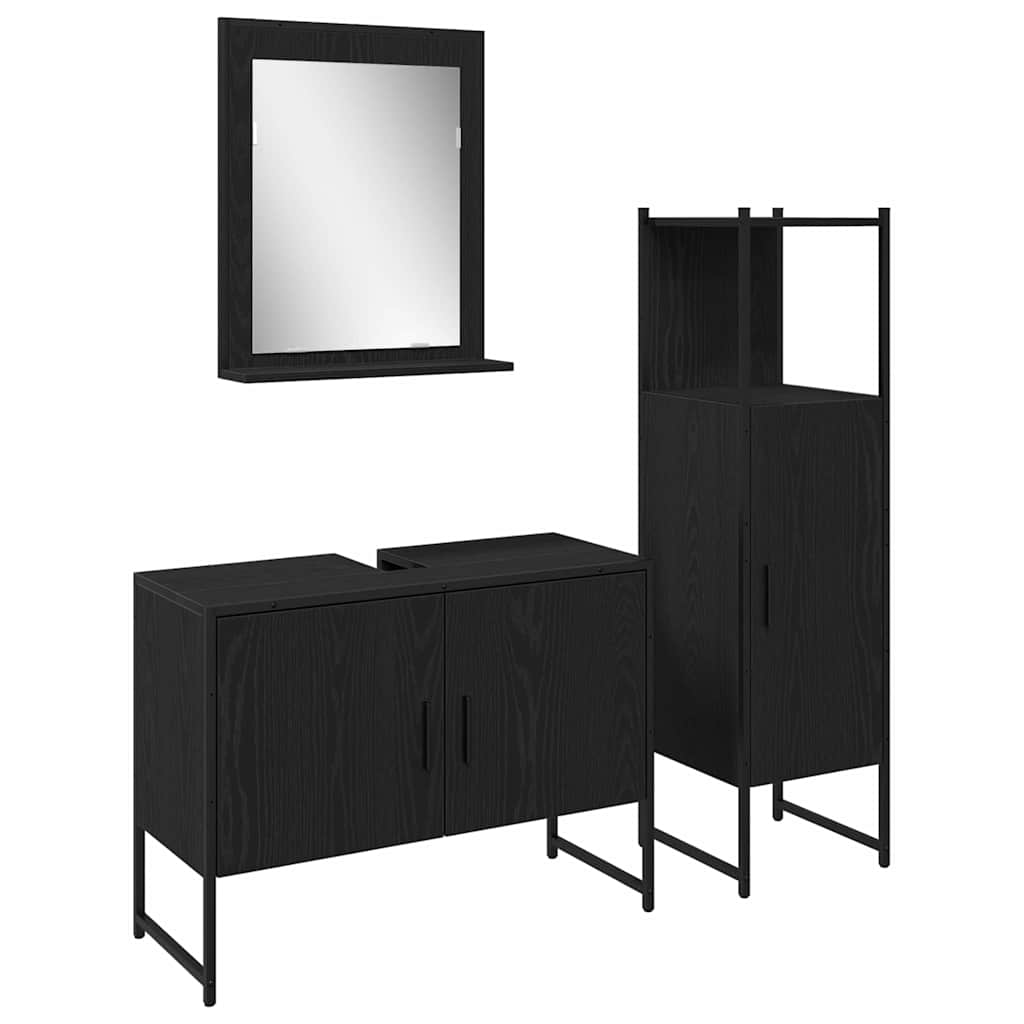 Set namještaja za kupaonicu 3 kom. Crna 33 x 33 x 113.5 cm