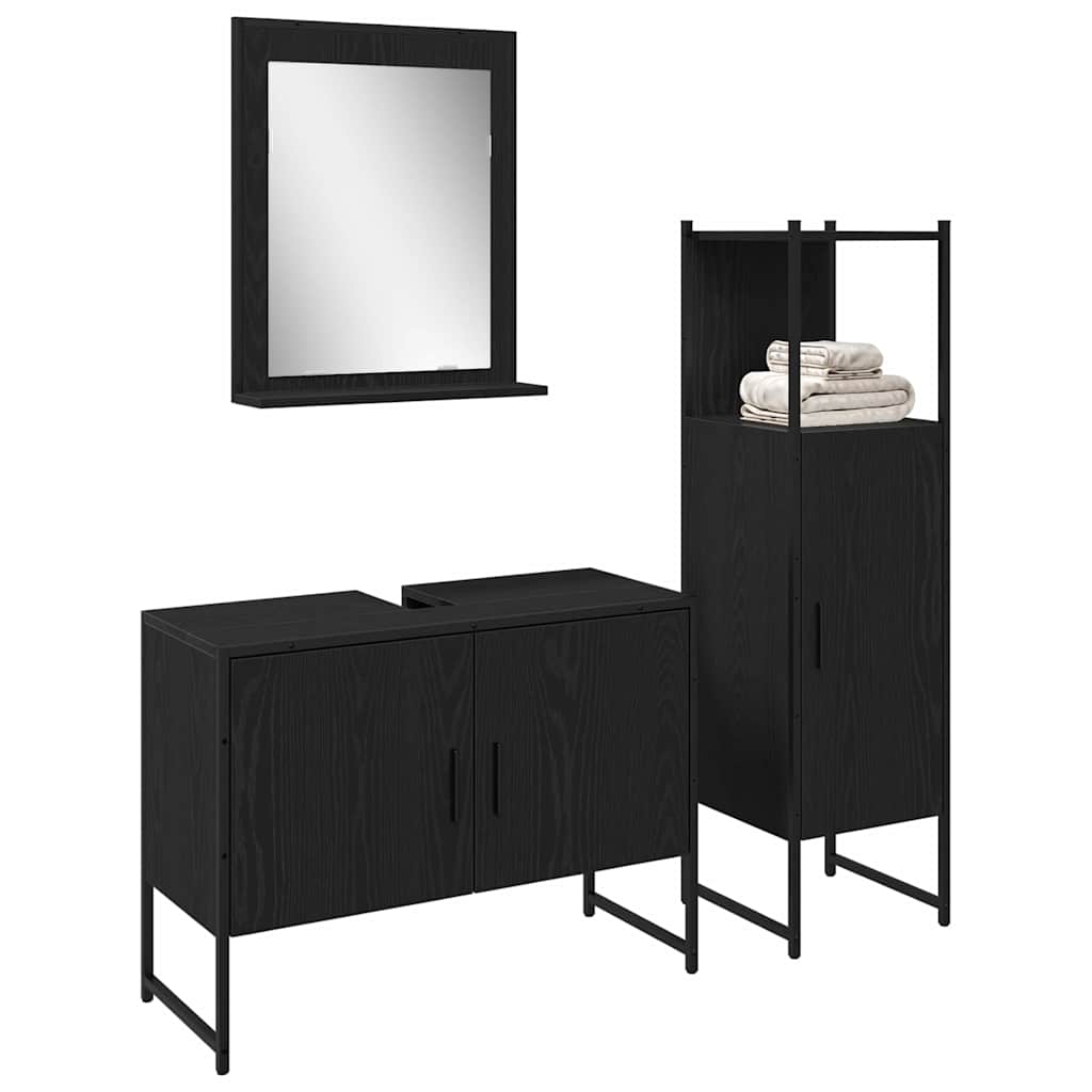 Set namještaja za kupaonicu 3 kom. Crna 33 x 33 x 113.5 cm