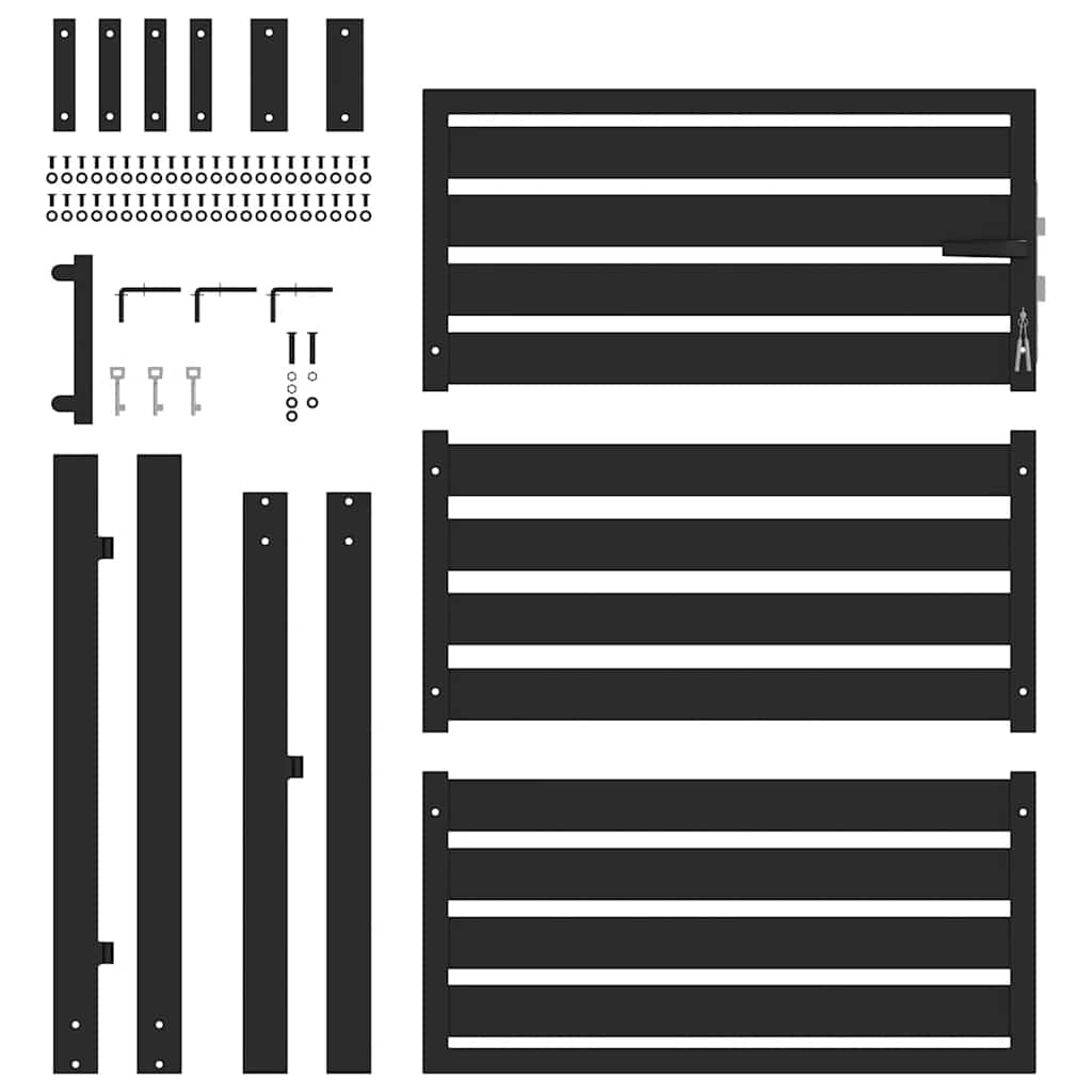 Vrtna vrata s mogućnošću zaključavanja crna 100x120 cm aluminijska