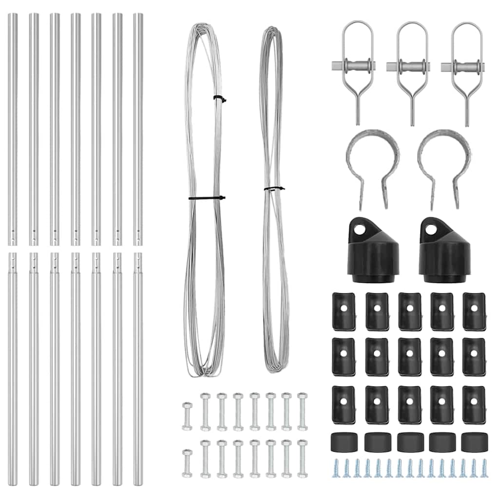 Ugrađeni stup za ogradu 7 pcs Srebrna Čelik obložen prahom
