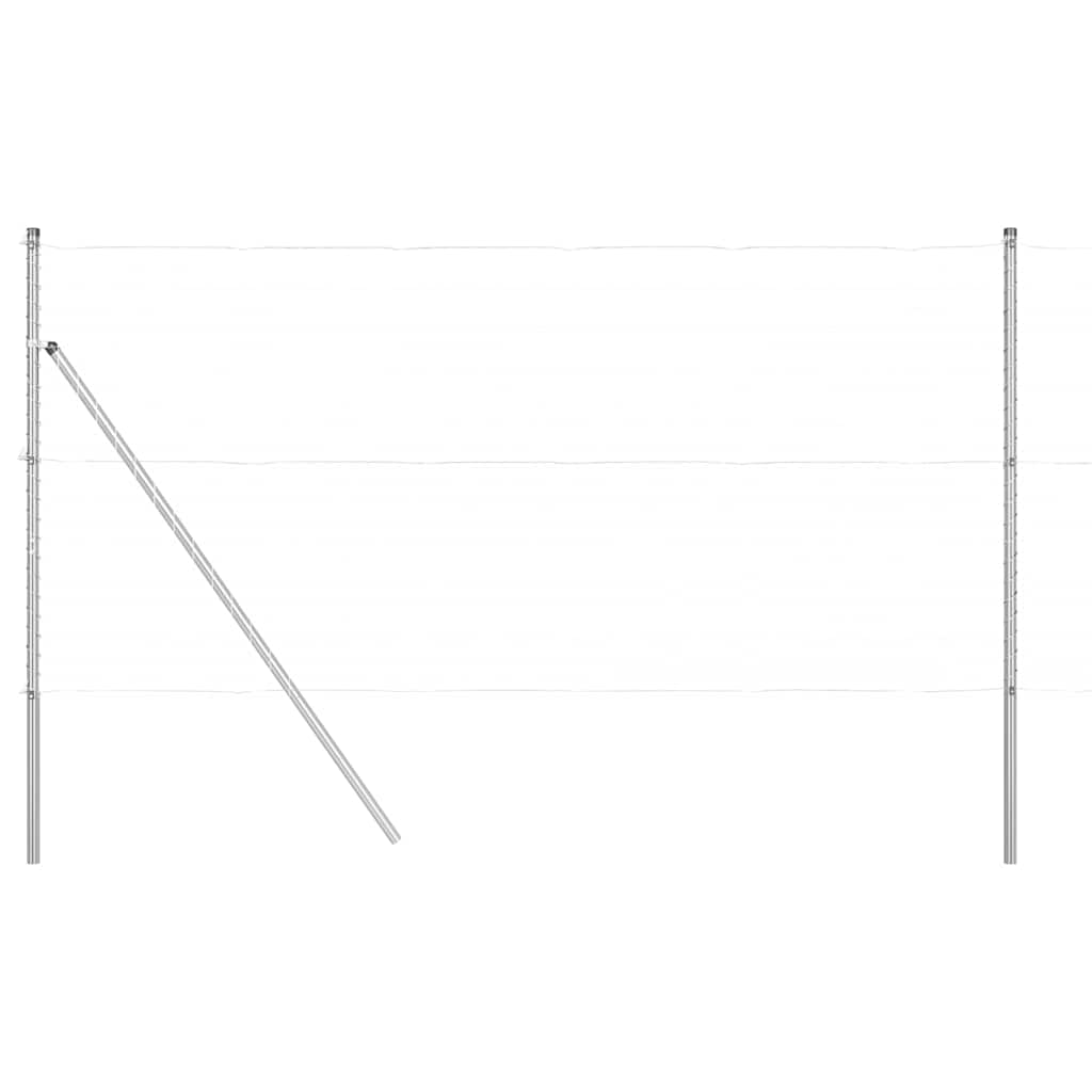 Ugrađeni stup za ogradu 7 pcs Srebrna Čelik obložen prahom