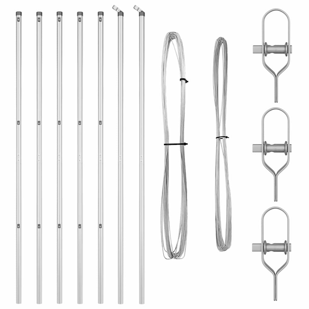 Ugrađeni stup za ogradu 7 pcs Srebrna Čelik obložen prahom