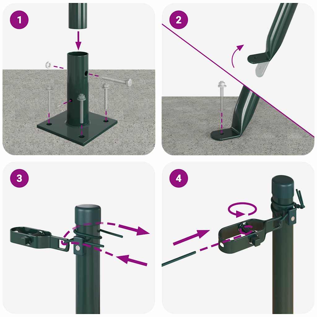 Stup za ogradu s betonskom bazom 7 kom. Zelena