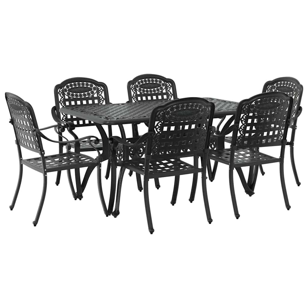 Vrtni set za objed 7 pcs Crna Aluminij