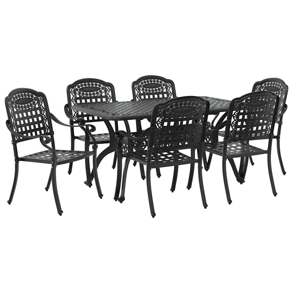 Vrtni set za objed 7 pcs Crna Aluminij