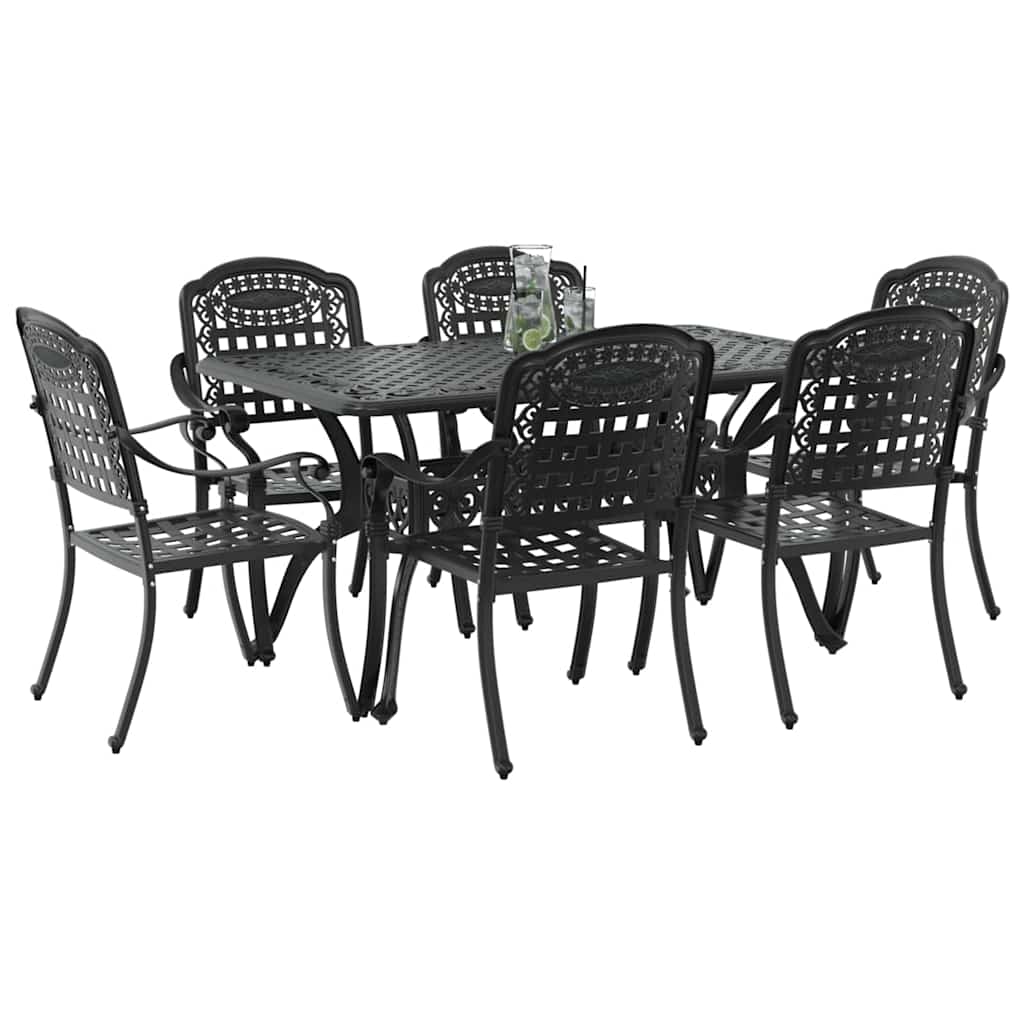 Vrtni set za objed 7 pcs Crna Aluminij