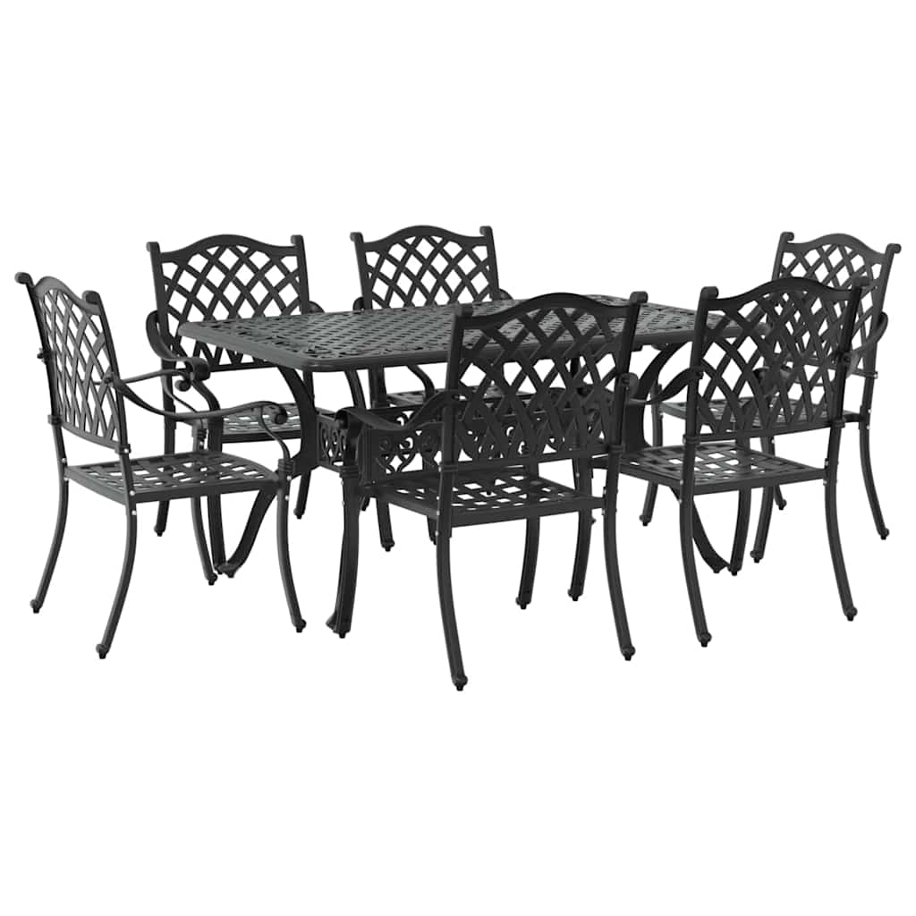 Vrtni set za objed 7 pcs Crna Aluminij