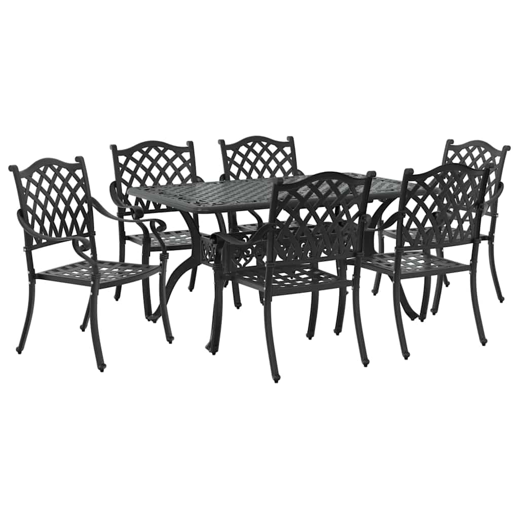 Vrtni set za objed 7 pcs Crna Aluminij