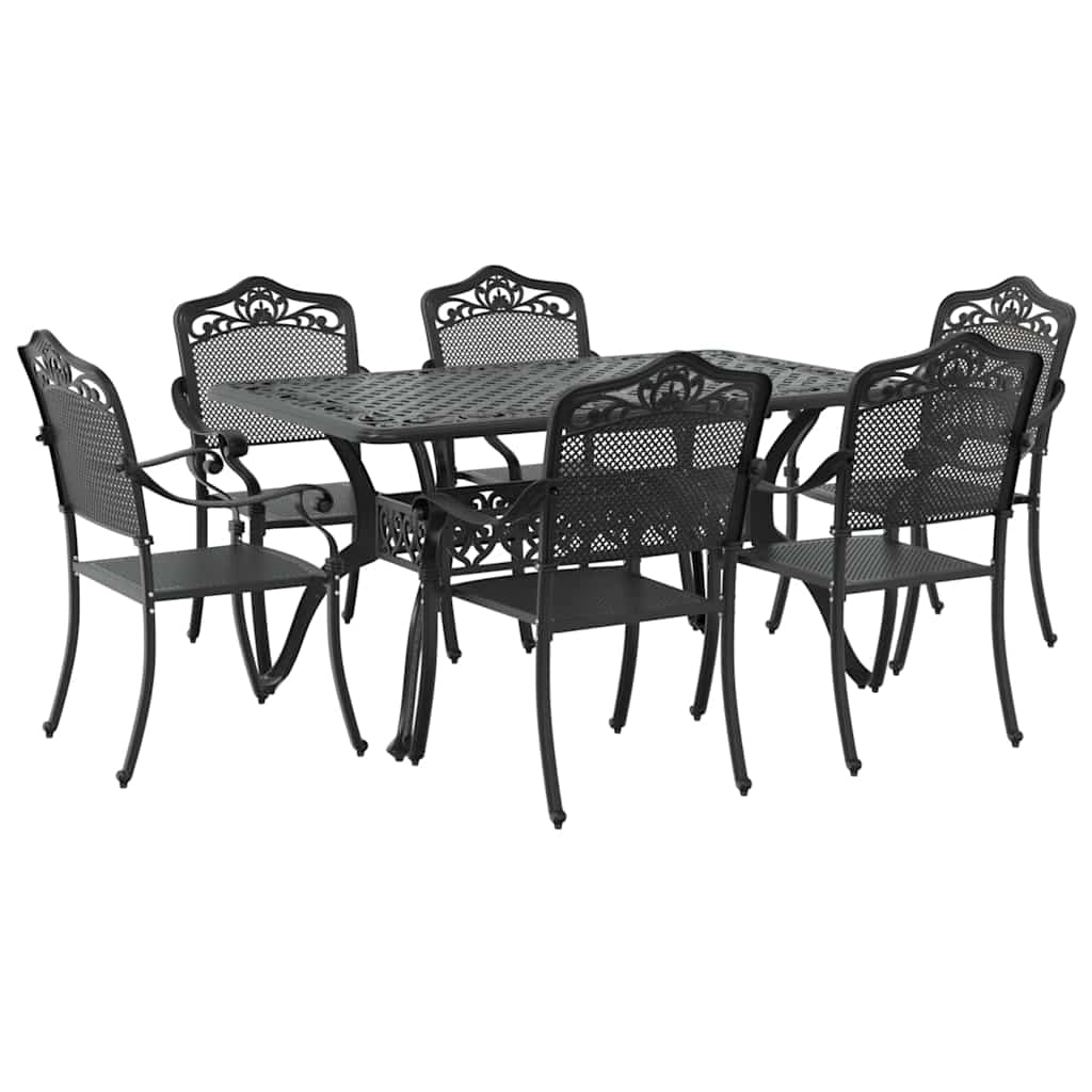 Vrtni set za objed 7 pcs Crna Aluminij