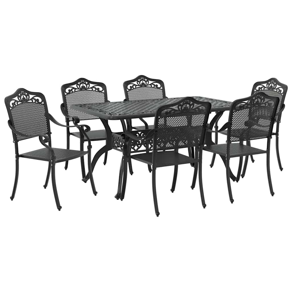Vrtni set za objed 7 pcs Crna Aluminij