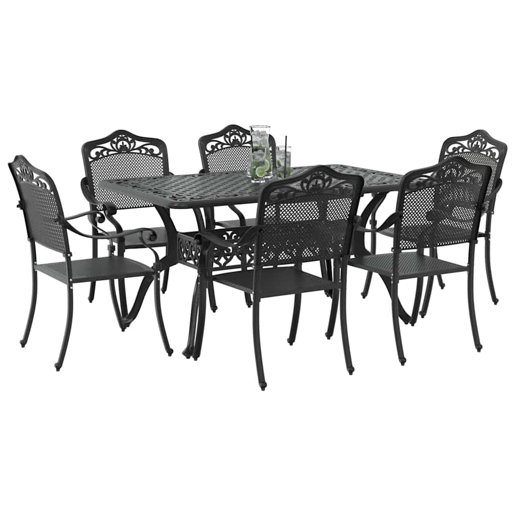 Vrtni set za objed 7 pcs Crna Aluminij