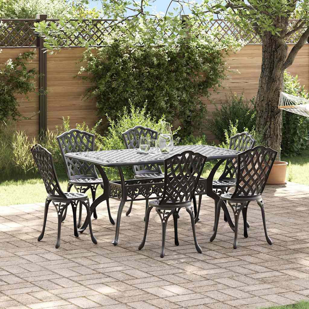 Vrtni set za objed 7 pcs Crna Aluminij