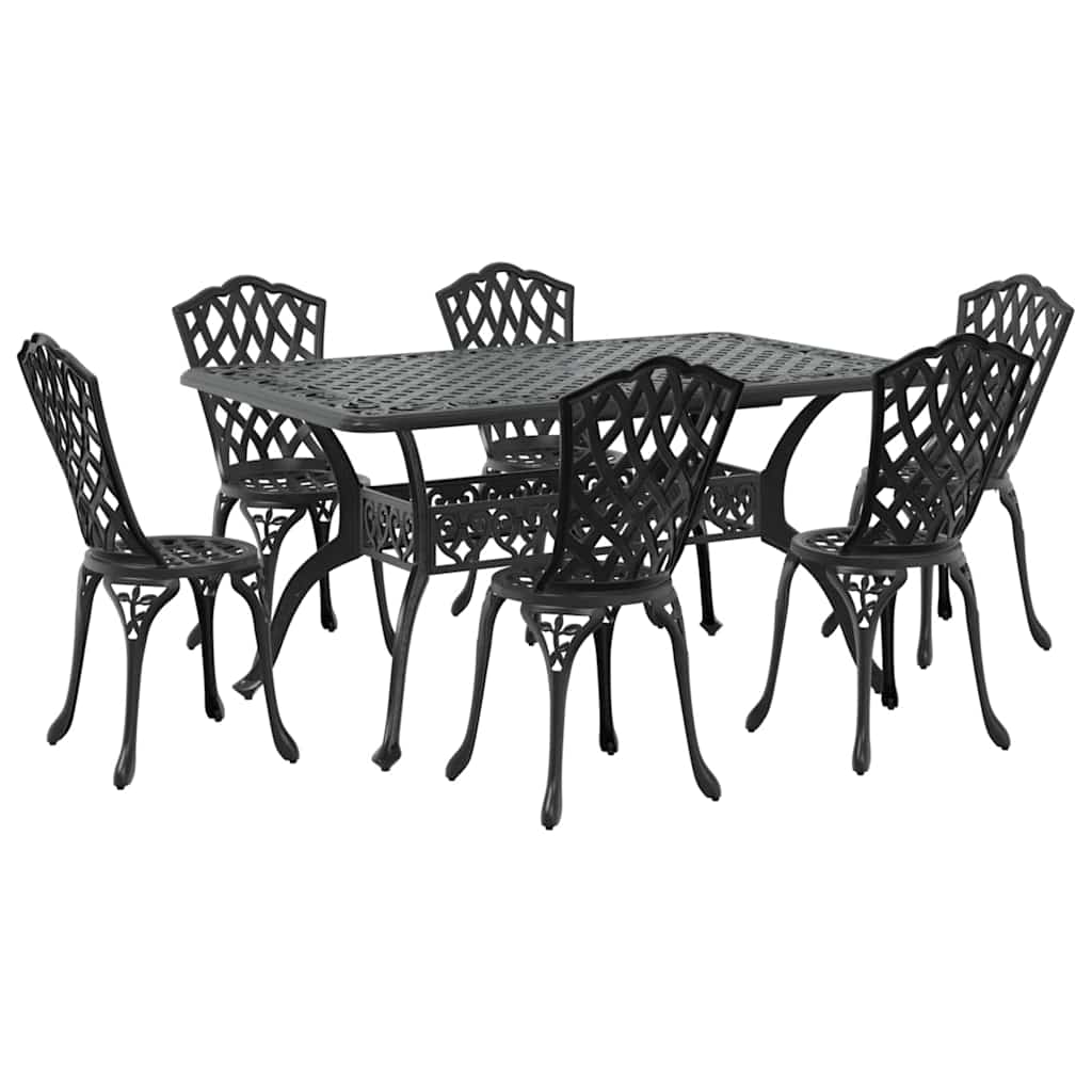 Vrtni set za objed 7 pcs Crna Aluminij