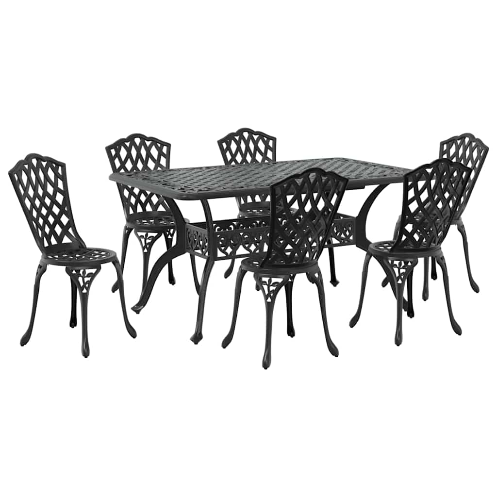 Vrtni set za objed 7 pcs Crna Aluminij
