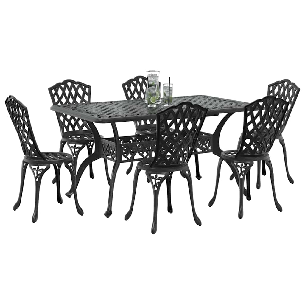 Vrtni set za objed 7 pcs Crna Aluminij
