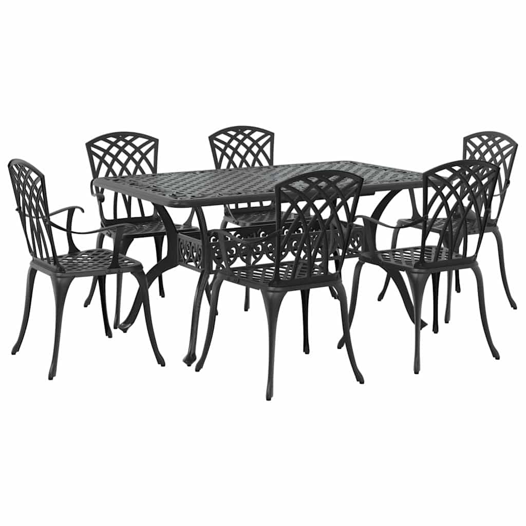 Vrtni set za objed 7 pcs Crna Aluminij