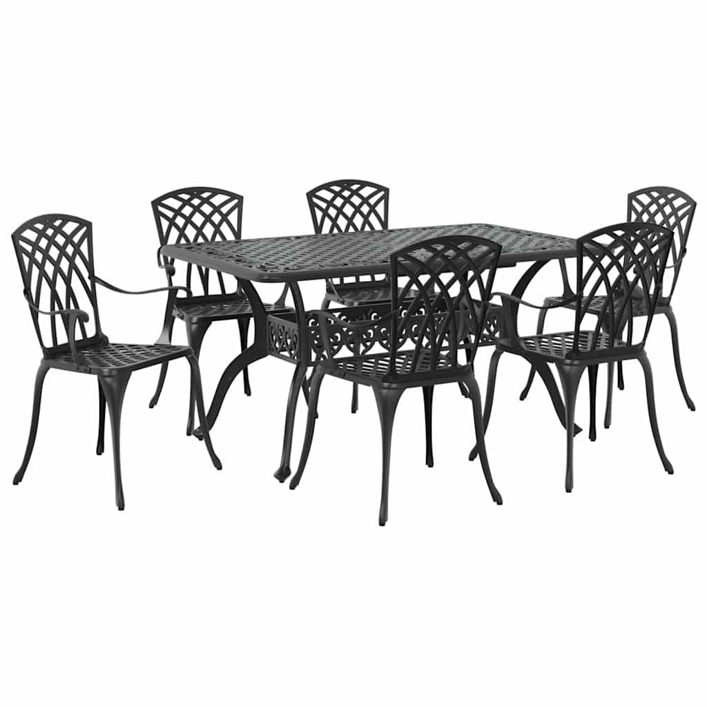 Vrtni set za objed 7 pcs Crna Aluminij