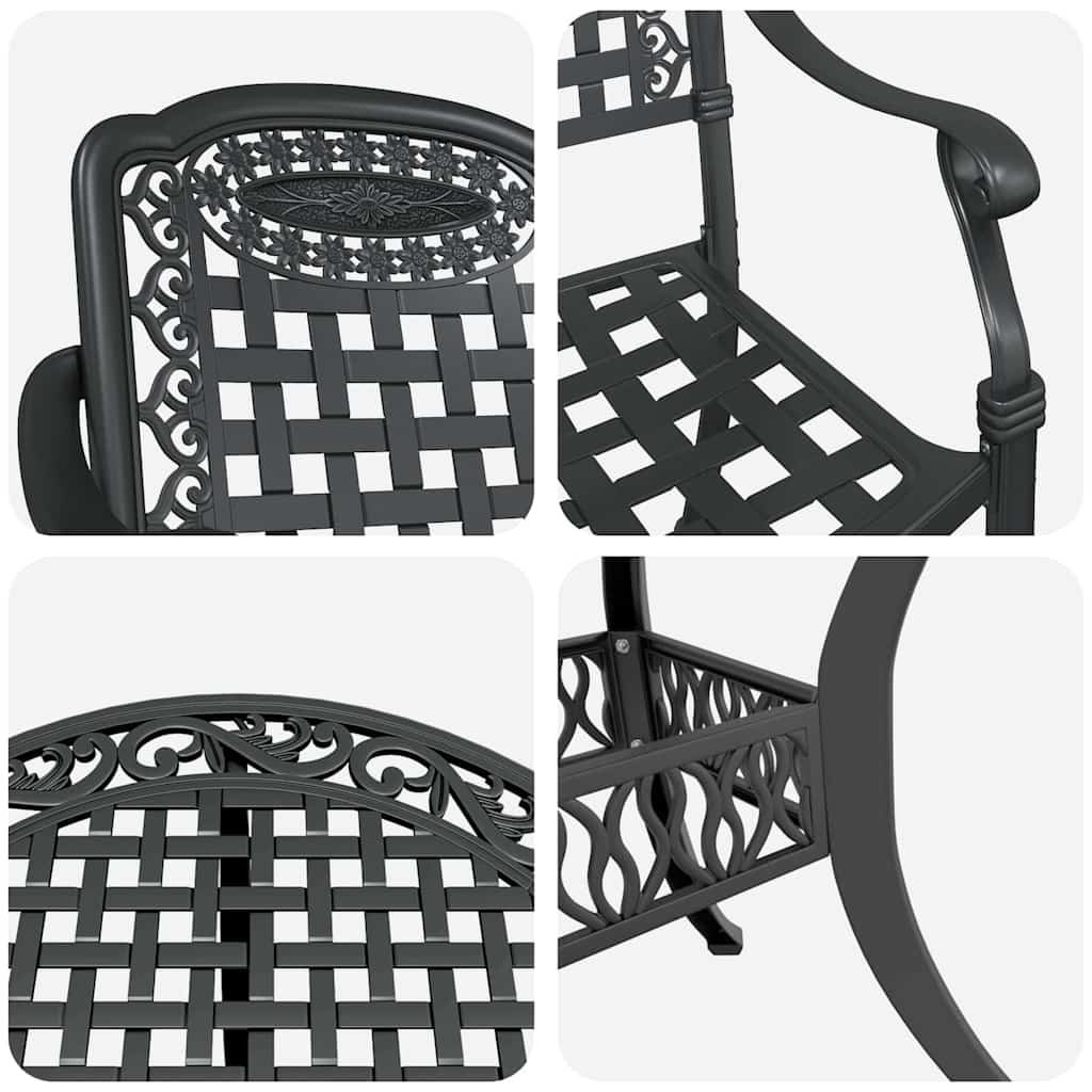 Vrtni set za objed 7 pcs Crna Aluminij