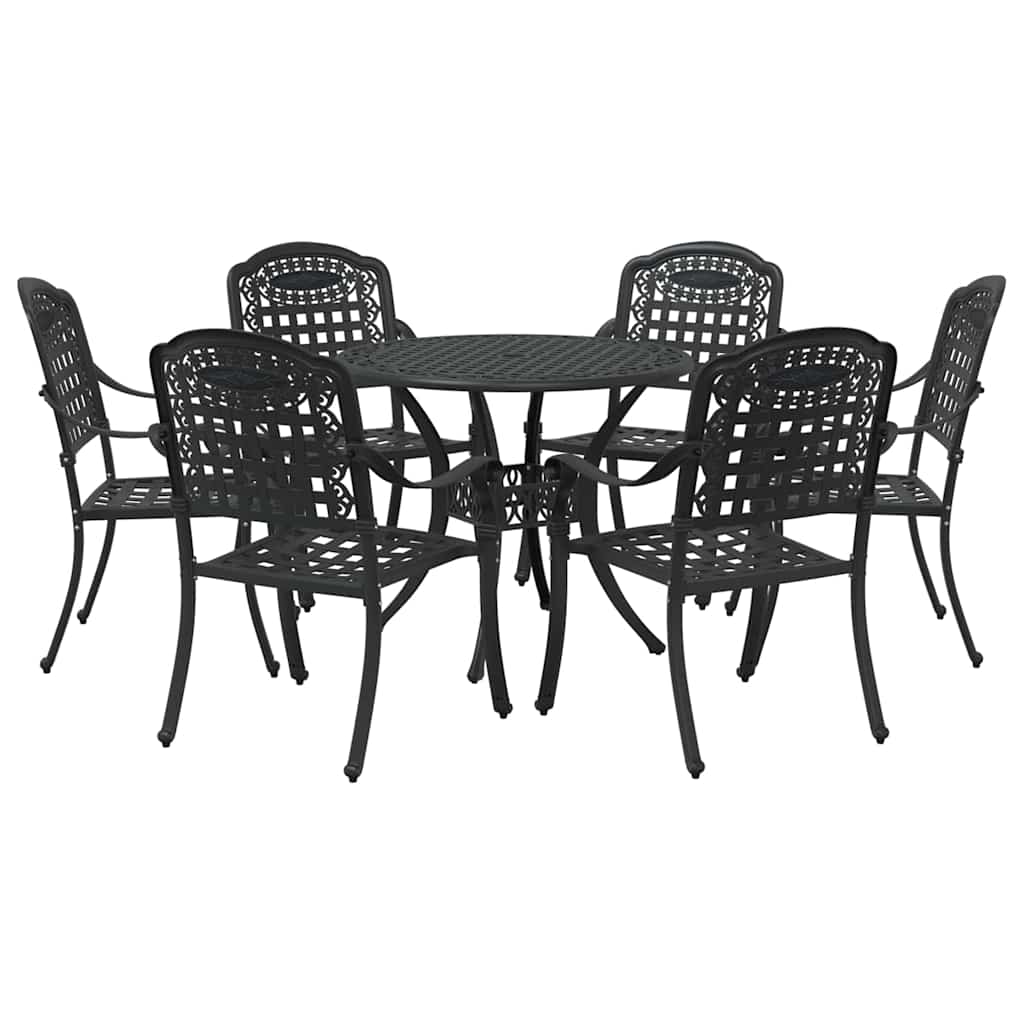 Vrtni set za objed 7 pcs Crna Aluminij