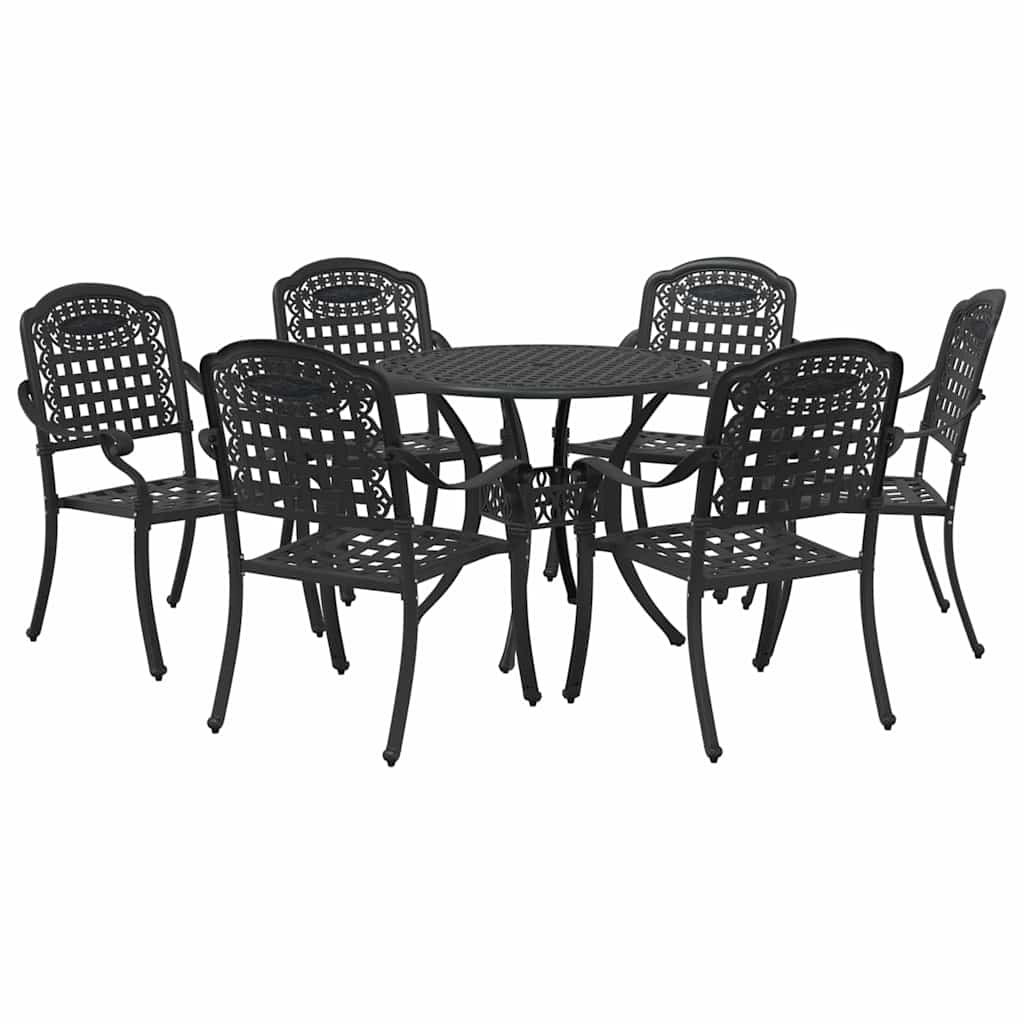 Vrtni set za objed 7 pcs Crna Aluminij