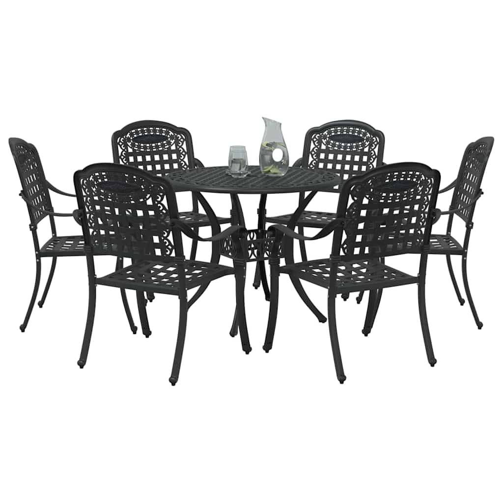 Vrtni set za objed 7 pcs Crna Aluminij