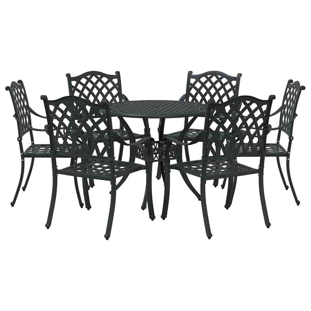 Vrtni set za objed 7 pcs Crna Aluminij
