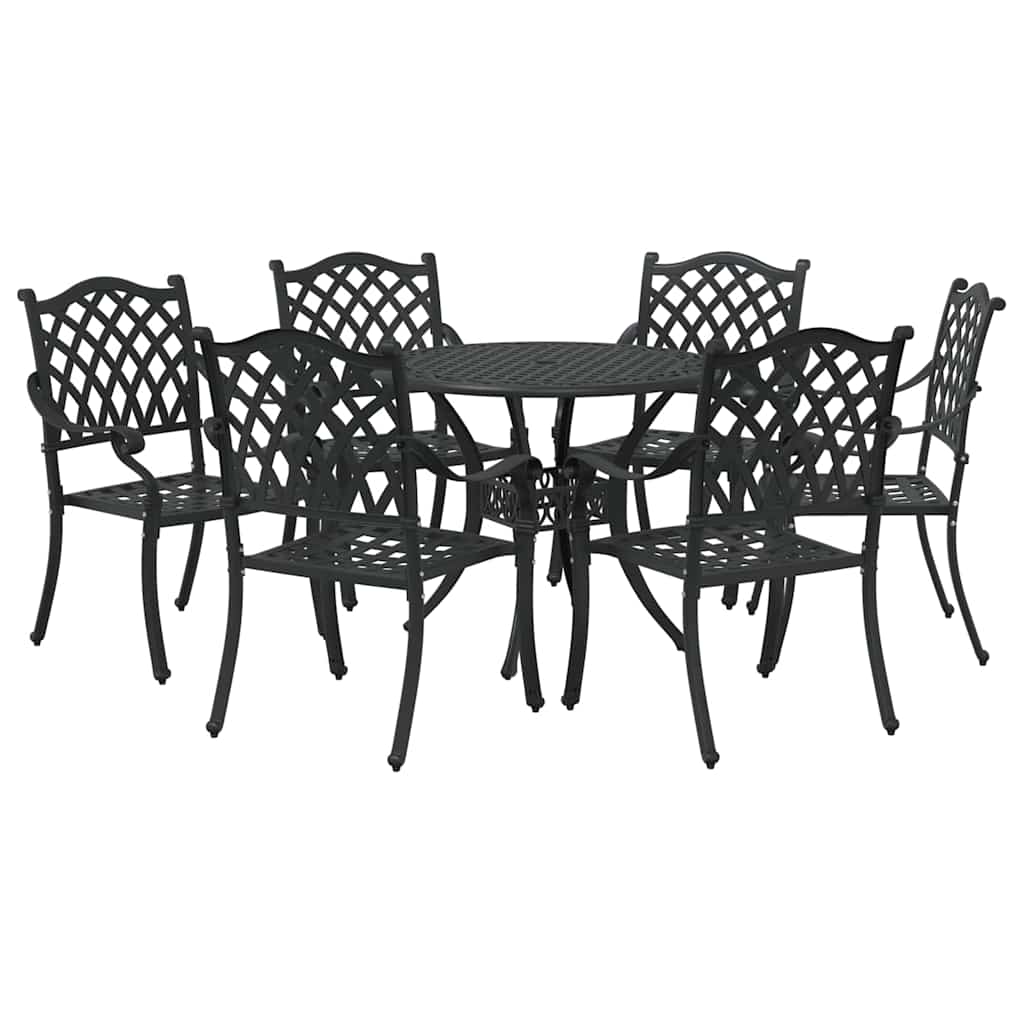 Vrtni set za objed 7 pcs Crna Aluminij